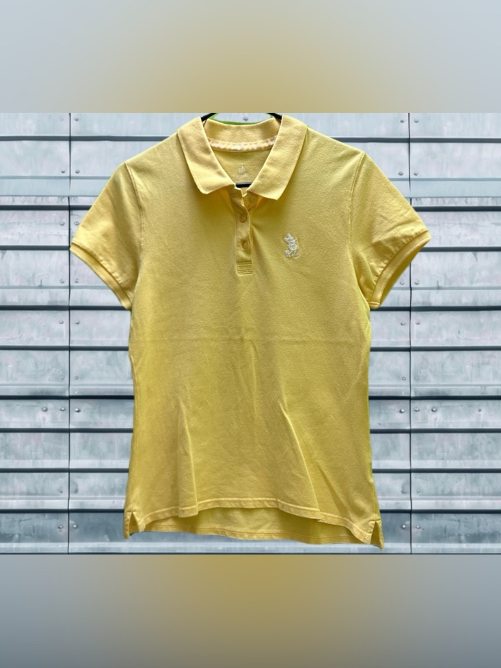 Disney Yellow Polo Women's Short Sleeve Top - Classic Collared Tee L
